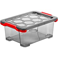 Rotho Evo Total Protection- Caja de almacenamiento 11l con tapa- Plástico PP sin BPA- antracita- rojo- 11l 39.3 x 28.3 x…